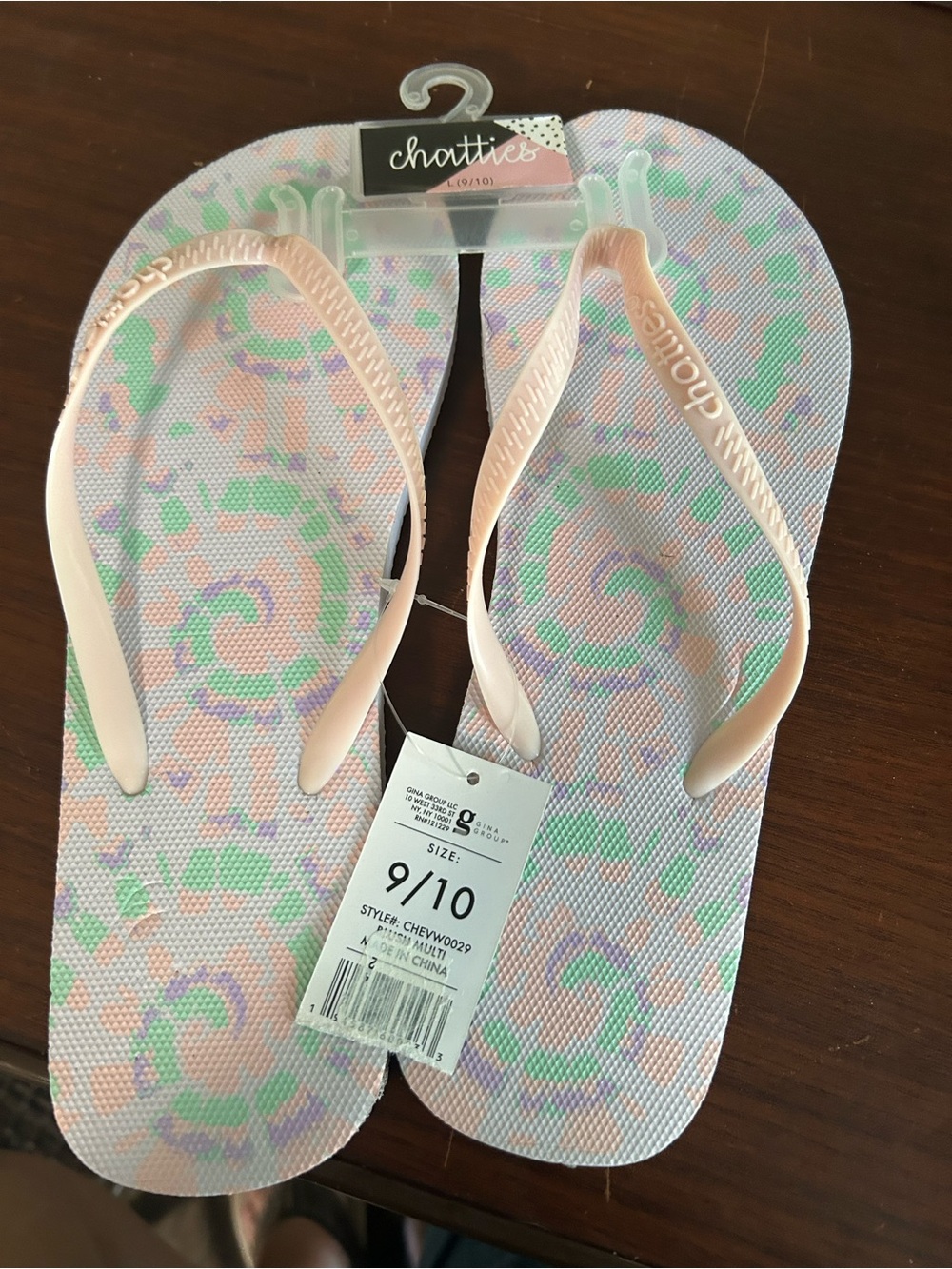 chatties Pastel Pink Multicolor Swirl Women’s Flip Flops